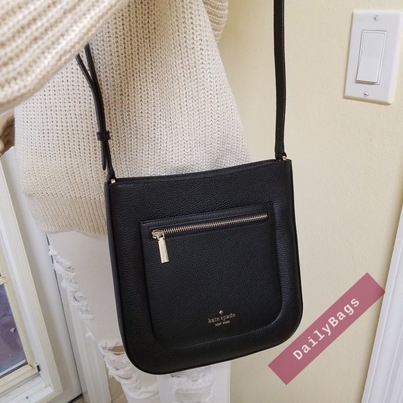 NWT KATE SPADE TOP ZIP CROSSBODY LEILA BLACK WKR00454 100% AUTHENTIC - Picture 5 of 11
